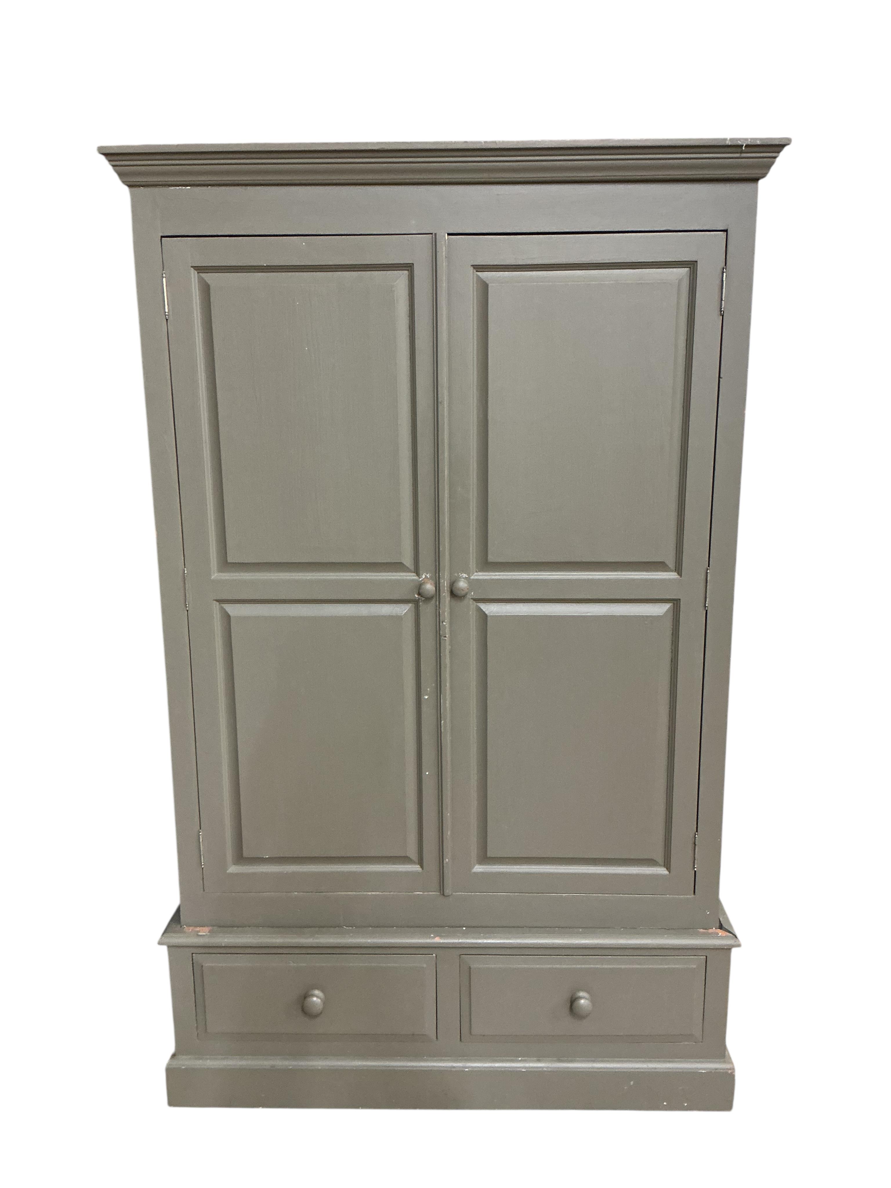 A painted pine larder cupboard, width 124cm, depth 92cm, height 200cm